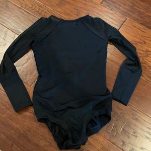 NWOT Long Sleeve black banded leg leotard size Adult Large